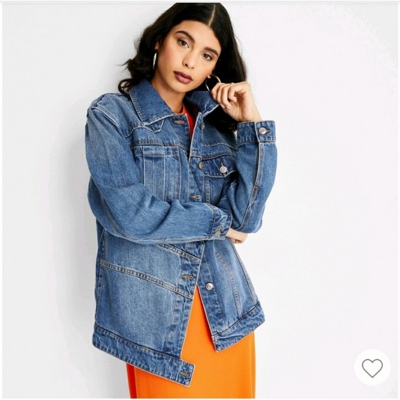 Future Collective with Kahlana Barfield Brown Women's Asymmetrical Jean Jacket - Picture 6 of 15